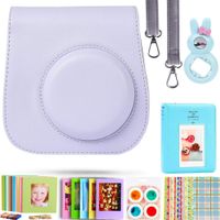 Case & Accessories Compatible with Fujifilm Instax Mini 9 8 8+ Instant Polaroid Film Camera, Bundle Pack Include Album, Filters & Other Accessories [Smokey White,7 Items Kit] by SAIKA