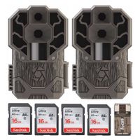 Stealth Cam Dual Sensor STC-DS4K Trail Camera, 30 MP/4K Ultra HD 2-Pack + Four 16GB Cards and Focus USB Reader