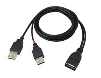 CERRXIAN 3ft USB 2.0 A Female to 2 Dual USB 2.0 A Male Y Splitter Data Sync & Charging Hub Power Extension Cable,Black
