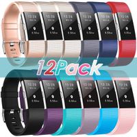 ZEROFIRE Bands Compatible for Fitbit Charge 2, Replacement Adjustable Sport Bands for Charge 2 Heart Rate Fitness Wristbands, Women Men - 12 Pack