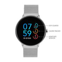iTouch Sport Digital Smartwatch and Pedometer - Mesh Strap (Silver)