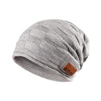 Pococina Upgraded 4.2 Bluetooth Beanie Music Hat Winter Knit Hat Cap Wireless Headphone Musical Speaker Beanie Hat as Birthday Gifts for Men Women Teen Girls Boys, Built-in Mic - 014 Light Gray