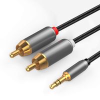 RCA Cable,3.5mm-Male to 2-Male RCA Adapter,Seonic Audio Auxiliary Stereo Y Splitter Cable,Compatible for Smartphones/MP3/Tablets/Home Theater/Car Stereo and More(Nylon Braided Black) (33Ft)