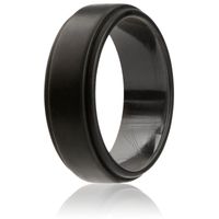 ROQ Silicone Wedding Ring for Men by, Singles Silicone Rubber Band Step Edge - Black - Size 9