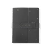 Fringe Soft Vegan Leather Cover with Tab Closure and Embroidered Design Journal, 240 Lined Pages, 5.6 x 7.25 Inches, Stitched Charcoal (867001)
