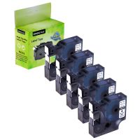 Greencycle 5 PK Black on White Label Tape Compatible for DYMO D1 45013 S0720530 12mm wide7m Length 1/2 X 23'