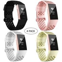 adepoy Compatible with Fitbit Charge 3 Bands for Women Men, Breathable with Air Holes Replacement Wristbands for Fitbit Charge 3 and Fitbit Charge 3 SE, Black Rosegold Silver Gold, Small