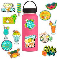 Cute Summer Beach Holiday Vinyl Stickers[14PCS] for HydroFlasks Water Bottles Laptop - Lovely Sea Crab Turtle Coconut Ice Cream Cooler Watermelon Sunshine Sticker for Teens, Girls, Women, Feminis