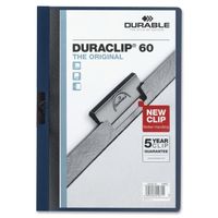 DURABLE Report Cover with DURACLIP, Letter-size, Holds Up to 60 Pages, Clear Cover/Navy Blue, 25 per Box (221428)