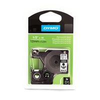 DYMOamp;reg; D1 Permanent High-Performance Polyester Label Tape, 1/2in x 18ft, Black on White