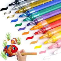 Acrylic Paint Marker Pens, Akarued Paint Pens for Rock Painting, Ceramic, Stone, Wood, Glass, Fabric, Photo Album, Canvas, Plastic, DIY Craft Project Supplies, Set of 12 Medium Tip