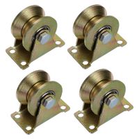 Skelang 2" Groove Wheel Heavy Duty Rigid Caster with Bracket for Inverted Track, Rolling Gate, Sliding Gate, Industrial Machines, Wire Rope Rail, Loading Capacity 660 lbs, Pack of 4