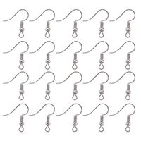 TOAOB 100pcs Earring Hooks Ear Wires with Ball and Coil Nickel Tone Hypoallergenic 18mm for DIY Jewelry Making
