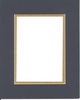 Pack of 5 11x14 Navy Blue & Gold Double Picture Mats Mattes Matting Cut for 8x10 Pictures