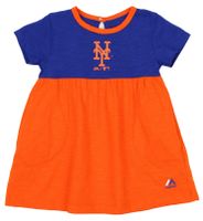 OuterStuff MLB Baby Girls Infant 7th Inning Twirl Dress, New York Mets, 18M