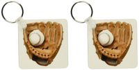 3dRose Baseball Glove - Key Chains, 2.25 x 4.5 inches, set of 2 (kc_4386_1)