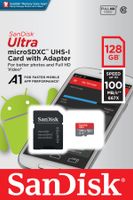 SanDisk Ultra A1 128GB MicroSD XC Class 10 UHS-1 Mobile Memory Card for Samsung Galaxy S7 & S7 Edge S8 & S8 Plus & SD Memory Card Reader