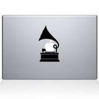The Decal Guru 2097-MAC-11A-BLA Gramophone Decal Vinyl Sticker, Black, 11" MacBook Air