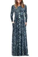 AUSELILY Women Long Sleeve Loose Plain Plus Size Maxi Dresses Casual Long Dresses with Pockets (XL, Snake)