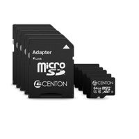 Centon MP Essential Micro SDXC Card, UHS1, 64GB, 5 Pack Bulk w/Adapter, S1-MSDXU1-64G-5-B