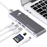 ERAVSOW 7 in 1 USB C Hub, Dual Type C Adapter Dock with 4K HDMI,Thunderbolt3,2 USB3.0,SD/Micro Card Reader for 2016/2017/2018 MacBook Pro 13"15" HP,DELL and More