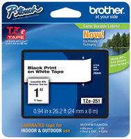 Genuine Brother 1" (24mm) Black on White TZe P-touch Tape for Brother PT-P700, PTP700 Label Maker with FREE TZe Tape Guide Included