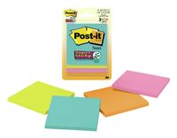 Post-it Super Sticky Notes, 2x Sticking Power, 3" x 3", Miami Collection, 3 Pads per Pack, 45 Sheets per Pad (3321-SSMIA)