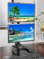 EZM Vertical Dual LCD Monitor Mount Stand Freestanding with Grommet Mount Option up to 27" (002-0014)