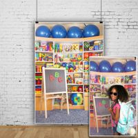 OFILA Kids Toys Store Backdrop 3x5ft Back to School Photos Blackboard Playground Children Birthday Party Decoration School Pupils Wallpaper Boys Girls Photos Digital Video Studio Props