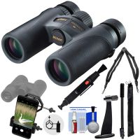 Nikon Monarch 7 10x30 ED ATB Waterproof/Fogproof Binoculars with Case + Harness Strap + Tripod & Smartphone Adapters + Monopod + Kit