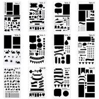 12 Pcs Journal Stencil Plastic Planner Set for Notebook/Diary/Scrapbook DIY Drawing Template