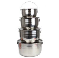 Wealers Stainless Steel Outdoor Pots/Cookware, Select-A-Size, Pot Set is Great for Camping, Hunting, Hiking, Backpacking, BBQ or a Picnic (Full Set Included)