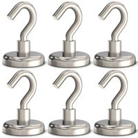 GREATMAG Magnetic Hooks, 80 lbs Heavy Duty Magnet Hooks, Super Powerful Neodymium Magnets for Hanging, 1.26 Inches Diameter, Pack of 6
