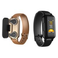 Bluetooth Headphone Fitness Bracelet 2 in 1, Smart Bracelet with Earphone,Wireless Sport Earphone Waterproof,Talk Band,Fitness Tracker with Heart Rate Blood Pressure Blood Oxygen for Men,Women (Gold)