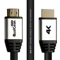 QualGear High Speed Long HDMI 2.0 Cable with Ethernet (50 Feet) - 100% OFC Copper, 24 Awg, 24K Gold Plated Contacts, CL3 Rated, Triple-Shielded. Supports 4K UHD, 3D, 18 Gbps, ARC (QG-CBL-HD20-50FT)