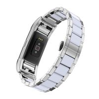 TOYOUTHS Metal Bands Compatible with Fitbit Charge 2 Bands for Men Replacement Resin Accessories Strap Wristbands Bracelet Rose Gold Silver for Women, Silver