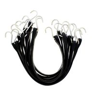 ABN EPDM Rubber Straps - 21in Black Rubber Tie Down Straps with Hooks (36in Max Stretch) Rubber Bungee Cords, 10 Pack