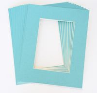Pack of 10 LIGHT BLUE 11x14 Picture Mats Matting with White Core Bevel Cut for 8x10 Pictures