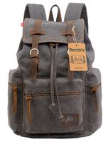 Berchirly Casual Canvas Leather Laptop Backpack Travel Bag