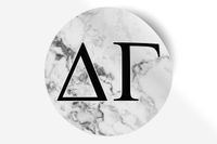 Delta Gamma Sticker Greek Sorority Decal for Car, Laptop, Windows, Officially Licensed Product, Monogram Design 5" x 5" - White Marble