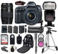 Canon EOS 5D Mark IV Digital SLR Camera Bundle with EF 24-105mm f/4L IS II USM Lens + Tamron Zoom AF 70-300mm f/4-5.6 Lens + Professional Accessory Bundle (14 items)