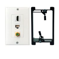 Yomyrayhu Recessed HDMI 3GHz Coax Ethernet Wall Plate F/F Adapter,RJ45 Cat6 Coupler,F Type Connector Gold Plated Brass with Single Gang Low Voltage Mounting Bracket
