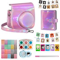 Blummy Instant Camera Accessories Bundles Set for Fujifilm Instax Mini 8/Mini 8+/Mini 9 Including Camera Case/Book Album/Selfie Len/Wall Hanging Frames/Stickers/Pen (Pink Laser)