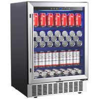 Aobosi 24 Inch Beverage Cooler, 164 Cans Freestanding and Built-in Beverage Refrigerator with Advanced Cooling System, Adjustable Shelf, Energy Saving, Ideal for Soda, Water, Beer, Wine