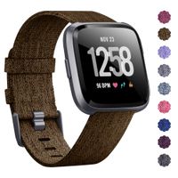 KIMILAR Compatible Fitbit Versa Bands, Women Men Large Small Woven Fabric Breathable Accessories Strap Compatible Fitbit Versa Smart Watch (041802-L, Large(7.1"-9.1"))