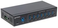 Manhattan 7-Port Industrial USB 3.0 Hub Seven USB 3.0 Type-A Ports, 20 Kv ESD Protection, A/C, Bus and Terminal-Block Power Options, DIN Rail, Wall Mountable, Metal Housing, Screw-Lock Security 164405