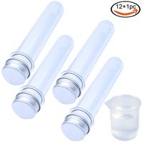 Rainbow-B 12 Clear Plastic Test Tubes with Screw Caps, Bath Salt Containers, 25x140mm(40ml) with 1 100ml Plastic Beaker