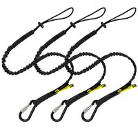 BearTOOL Tool Lanyard with Single Carabiner and Adjustable Loop End, Standard Length, Maximum Weight Limit 8KG / 17.6lb, Aluminum Screw Lock Carabiner with Shock Cord Stopper, 0923S (3 Pack)
