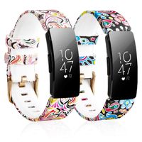 Koreda Compatible Fitbit Inspire/Inspire HR Bands Women Men, 2 Pack Soft Silicone Floral Print Band Bracelet Strap Replacement for Fitbit Inspire/Inspire HR Smartwatch