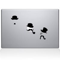 The Decal Guru 2040-MAC-15X-BLA Mustache Disguises Decal Vinyl Sticker, 15" MacBook Pro (2016 & Newer), Black